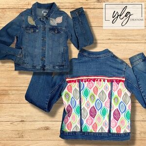 Whimsical Boho Denim Jacket Country Cottage Girl Garden Chic Boutique Childrens